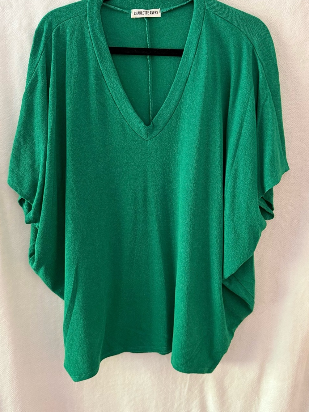Charlotte Avery Green V-Neck Draped Tunic